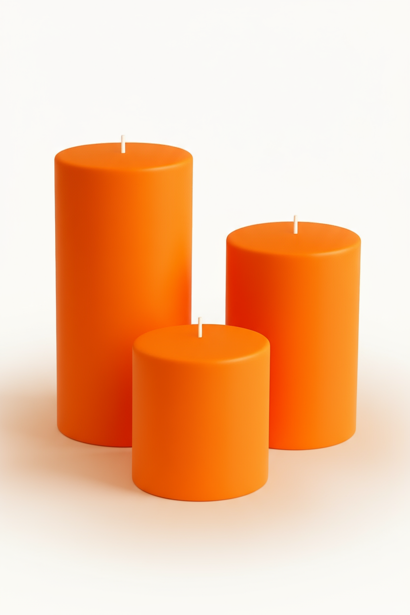Silindir Renkli Mum 10 Çap 3'lü Set Kokulu