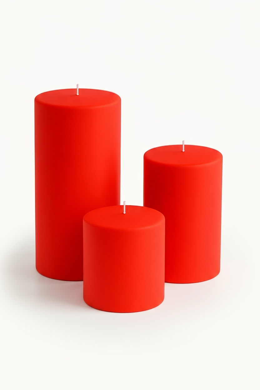 Silindir Renkli Mum 10 Çap 3'lü Set Kokulu